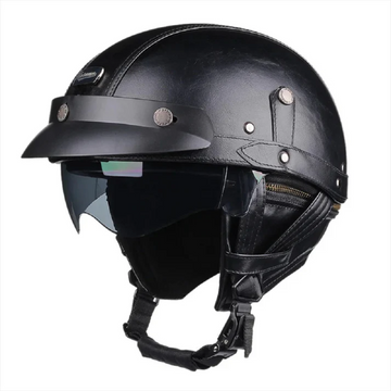 Black Vintage Half-Face Motorcycle Helmet
