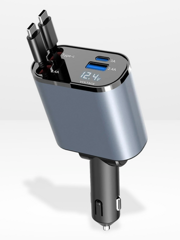 4-Port Fast and Retractable Car Charger