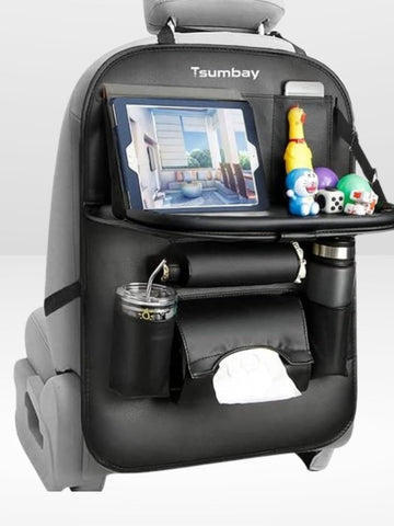 Car Seat Support with Foldable Leather Tray